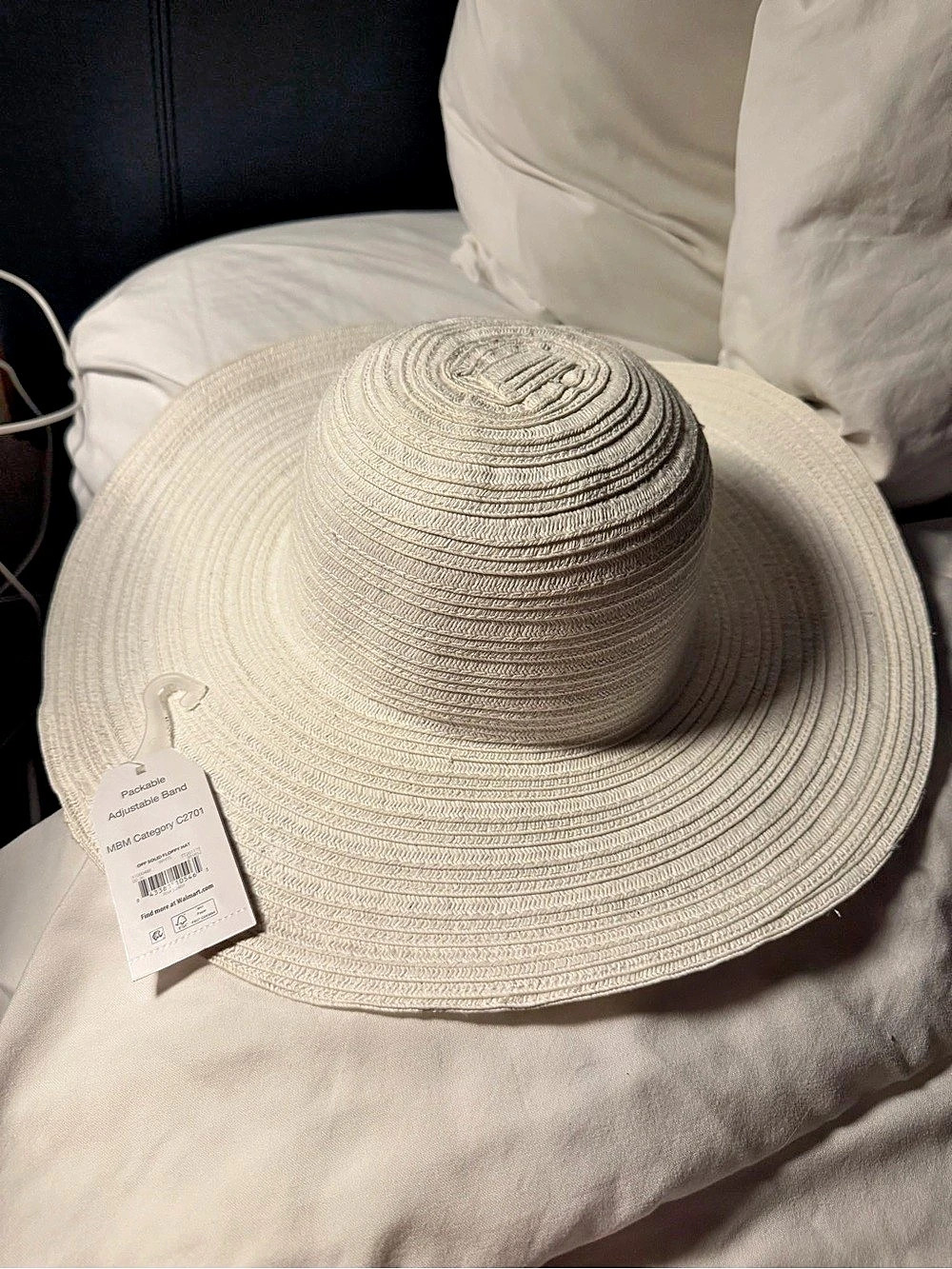 Walmart Packable Adjustable Band Floppy Hat Floppy Hat in Cream NWT